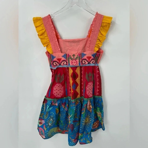 FARM RIO Cross-Stitch Tiered Cotton Minidress XS B1142 - Picture 6 of 7